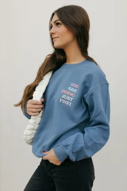Speak by Design You Are Doing Just Fine Pullover-Indigo Blue Clearance